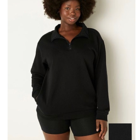 PINK Victoria's Secret Tops - PINK FLEECE HALF-ZIP CAMPUS SWEATSHIRT FINAL SALE